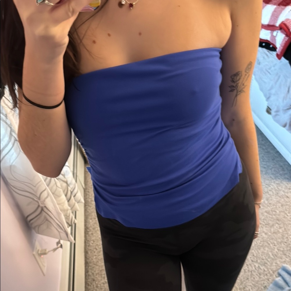 Blue Strapless Tube Top